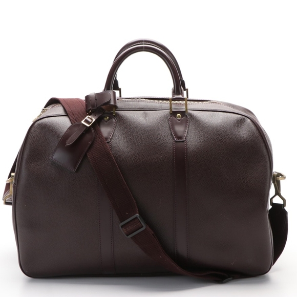 Louis Vuitton Kendall Duffel Travel Overnight Bag Burgundy Taiga Leather